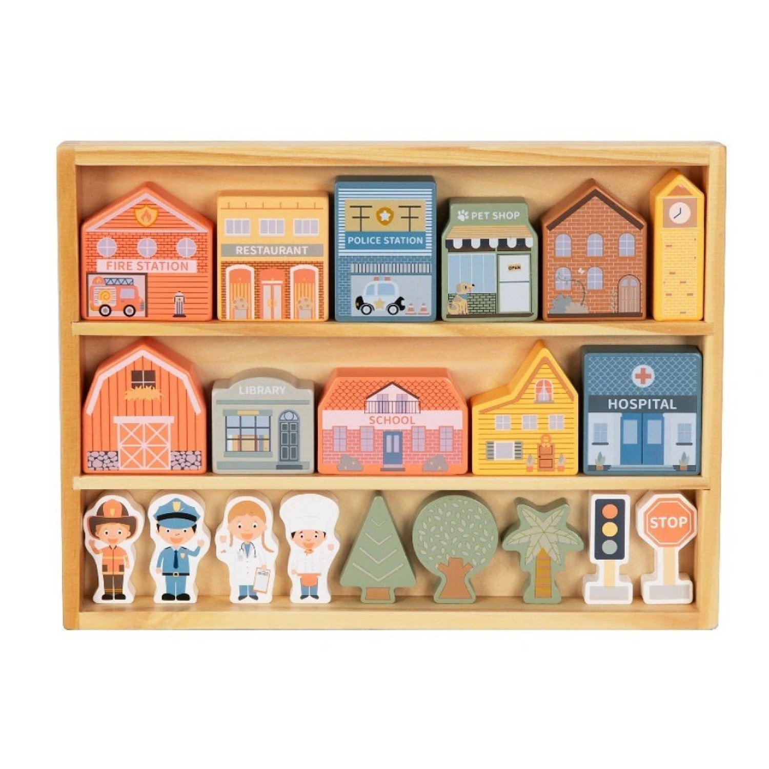 Дървен конструктор с фигури, Град