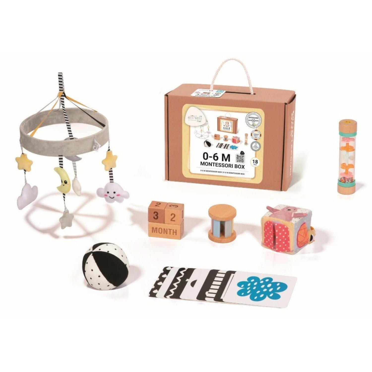 Образователна кутия Монтесори 0-6 месеца