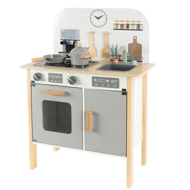 Детска дървена кухня с аксесоари Класик + комплект за готвач
