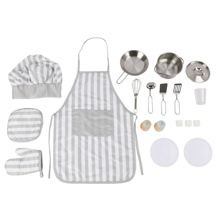 Детска дървена кухня с аксесоари Premium + комплект за готвач