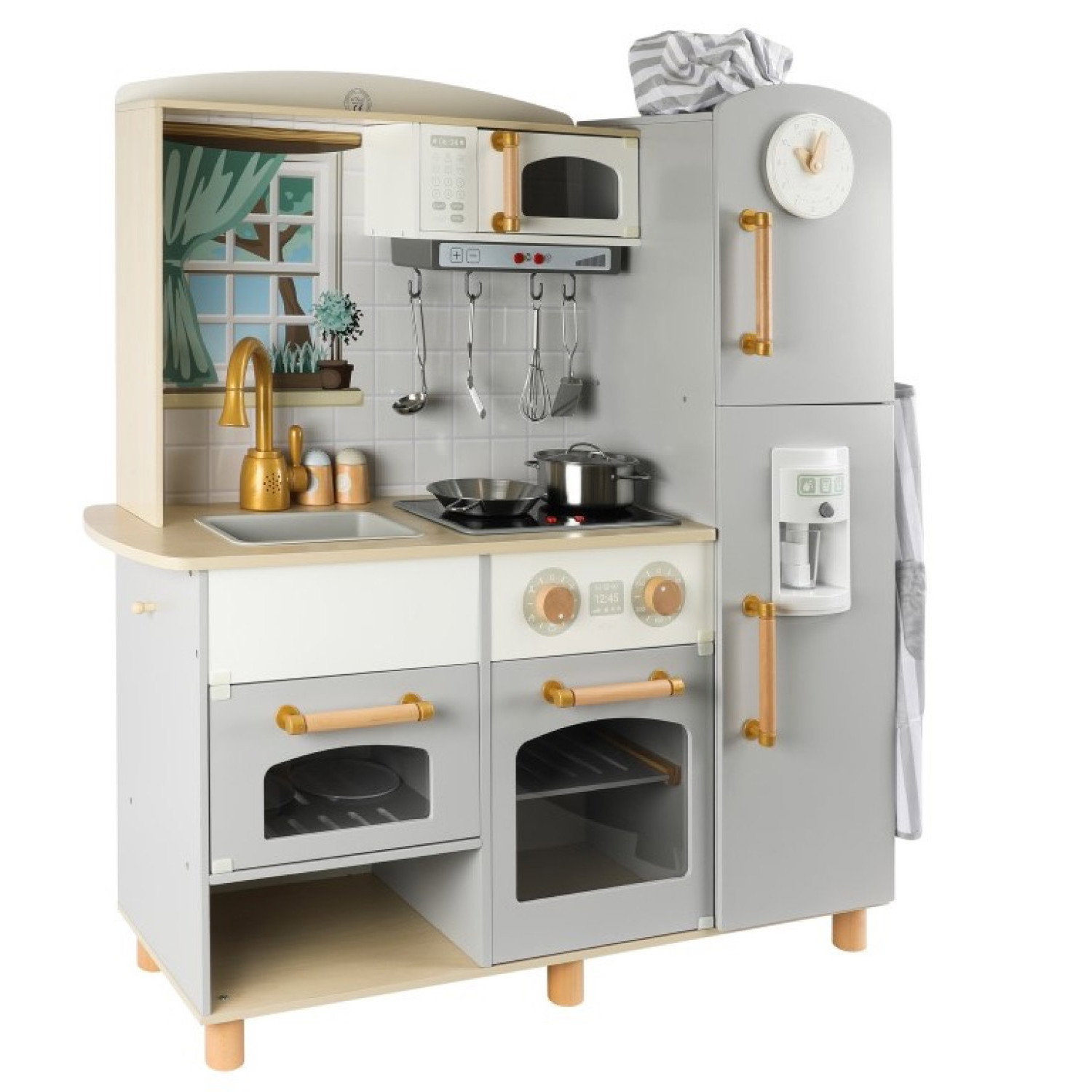 Детска дървена кухня с аксесоари Premium + комплект за готвач