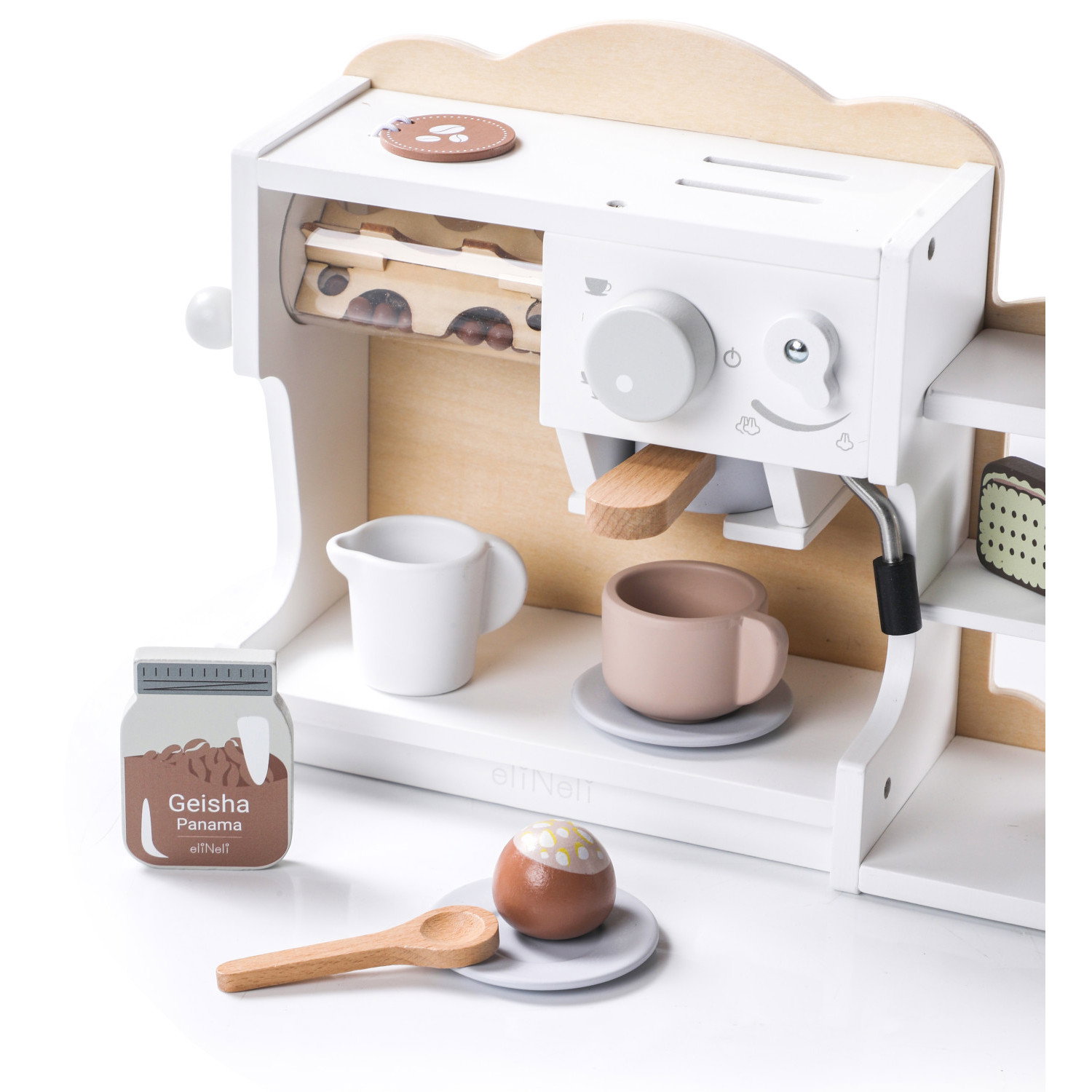 Дървена кафе машина и магазин