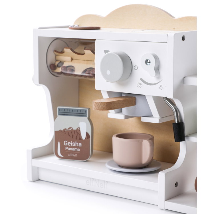 Дървена кафе машина и магазин