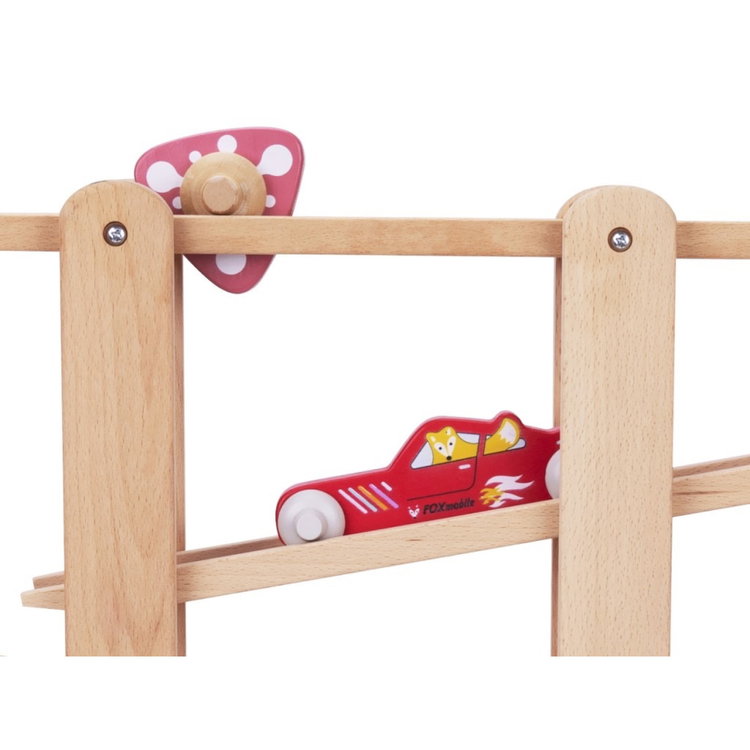 Дървена писта с топки,кола и автобус