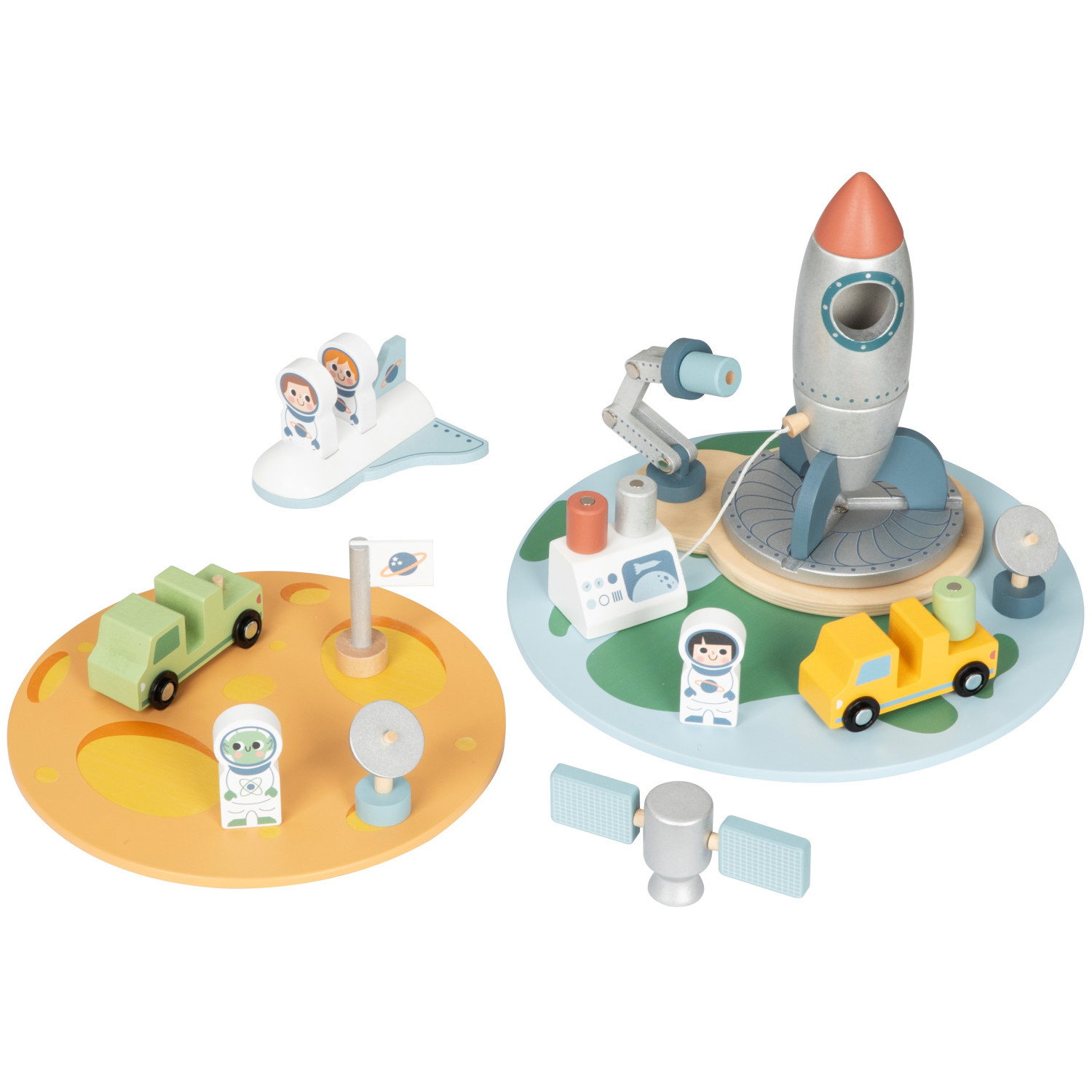 Дървена космическа площадка с ракета