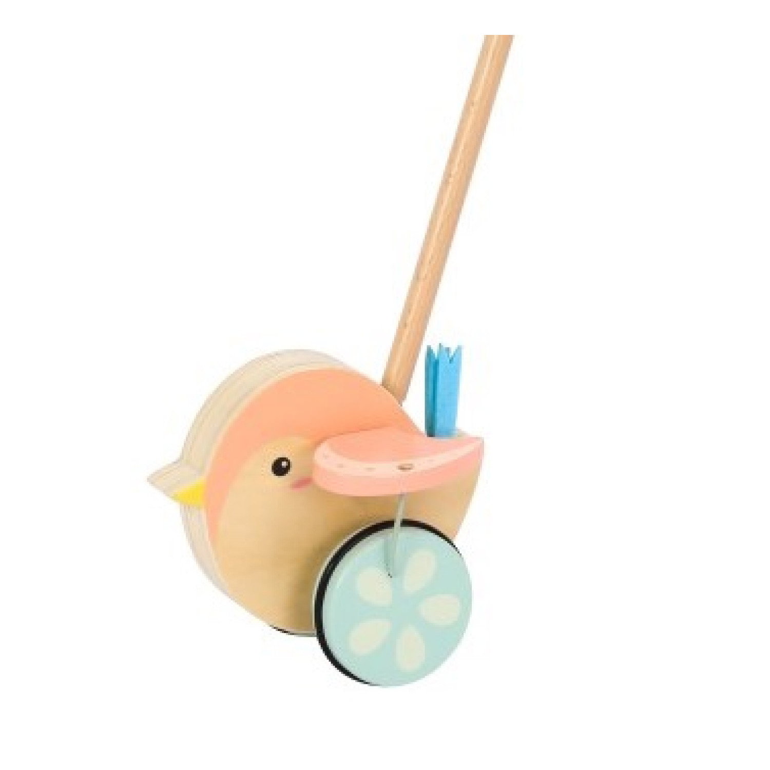 Дървена играчка за бутане Птичка