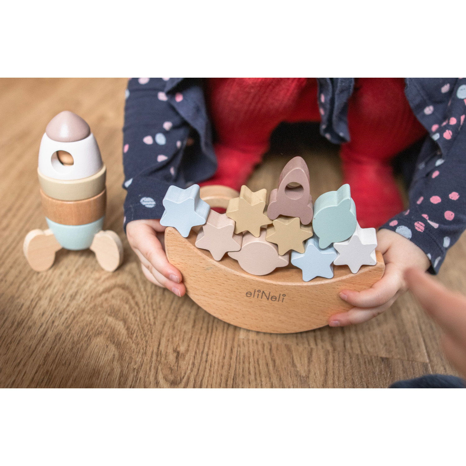 Комплект дървени играчки за баланс и редене