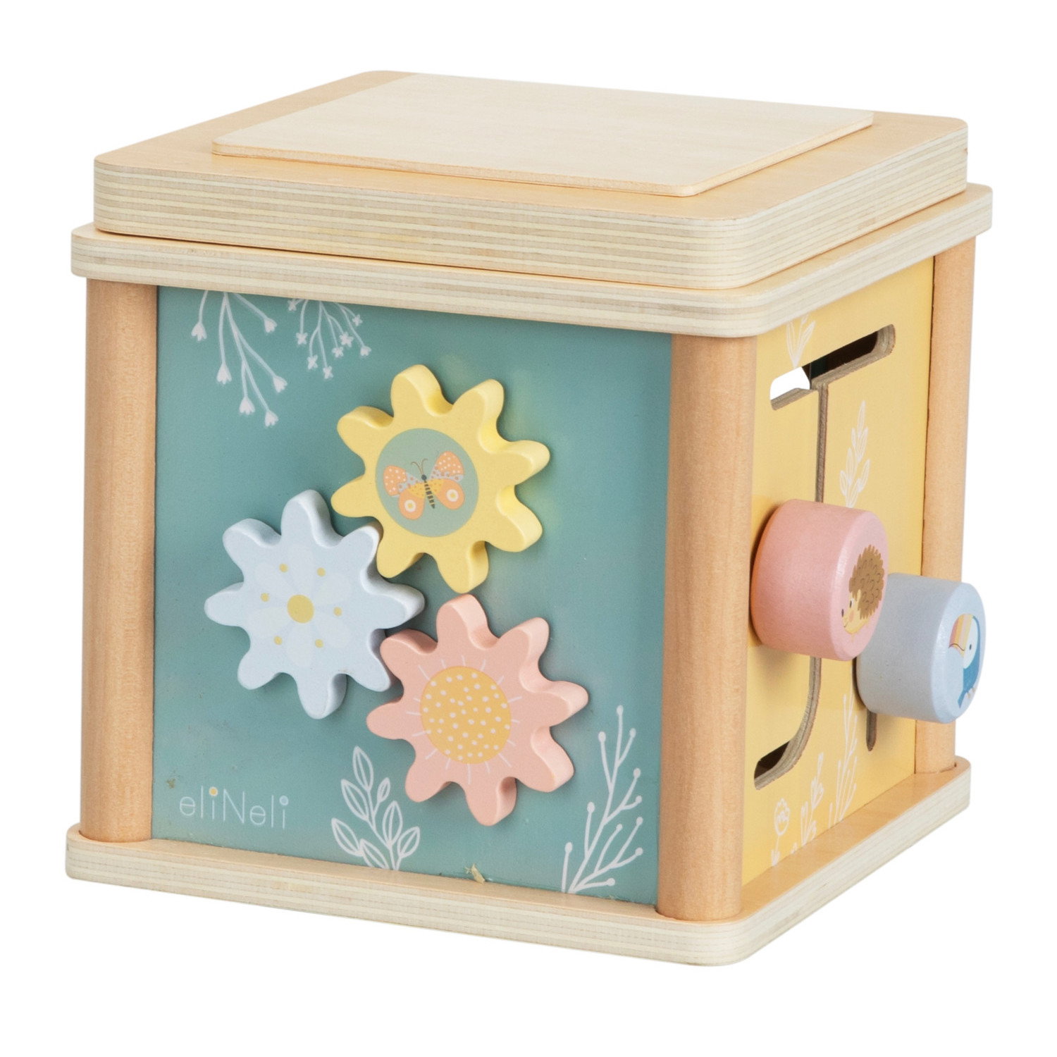 Дървен активен куб Животни