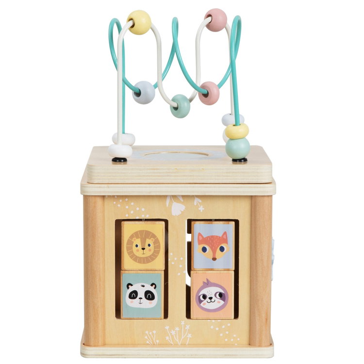 Дървен активен куб Животни