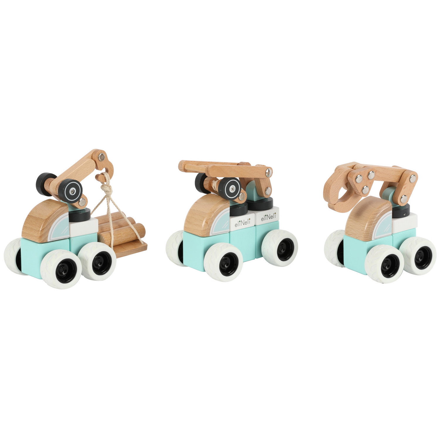 Комплект дървени машини с движещи се елементи