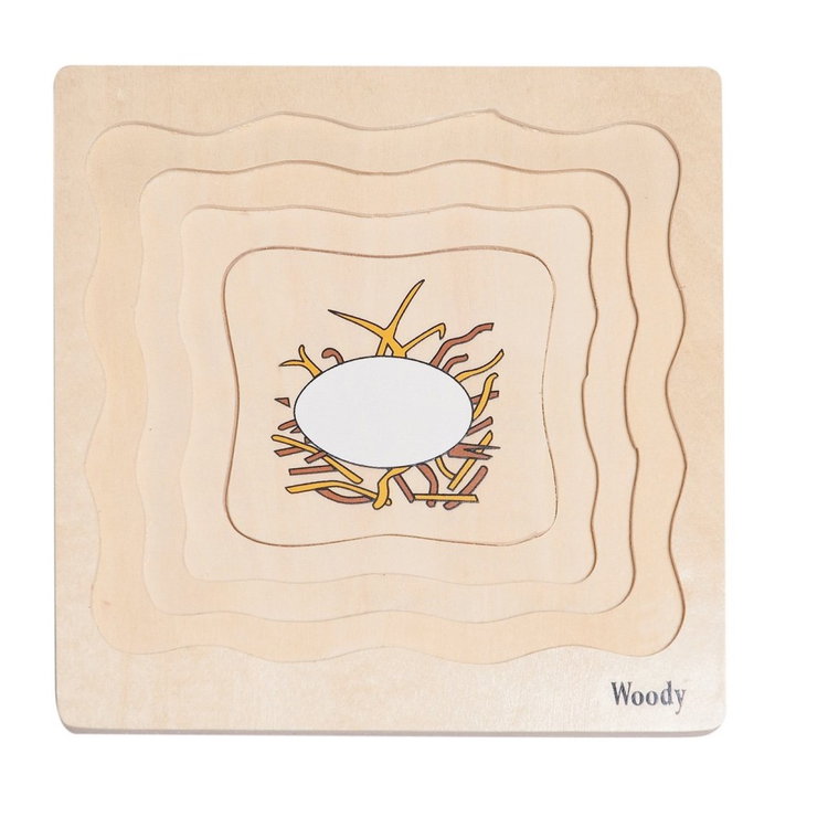 Дървен многослоен пъзел Кокошка и пиле