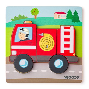 Дървен бебешки пъзел Пожарникар