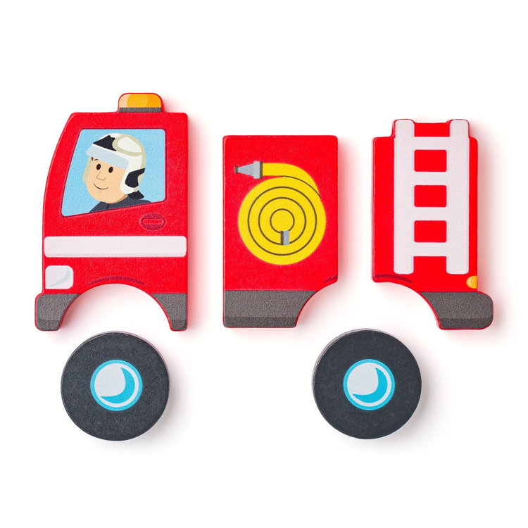 Дървен бебешки пъзел Пожарникар