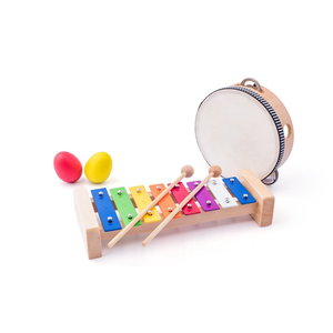 Комплект дървени музикални инструменти с триъгълник