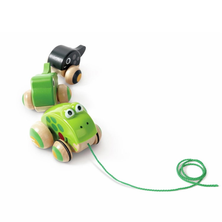 Дървена играчка за дърпане Семейство Жабки, Hape