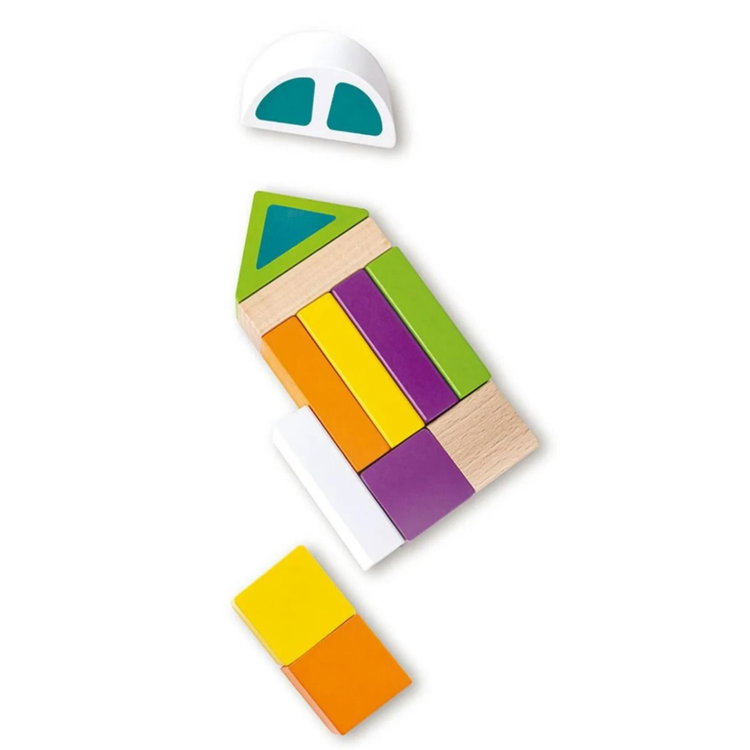 Дървен конструктор Космически чудовища, 50 части, Hape