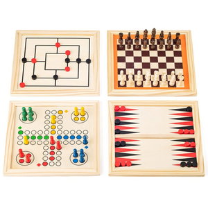 Дървен комплект класически настолни игри