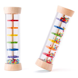 Дървена бебешка дрънкалка - Дъждовни капки с мъниста