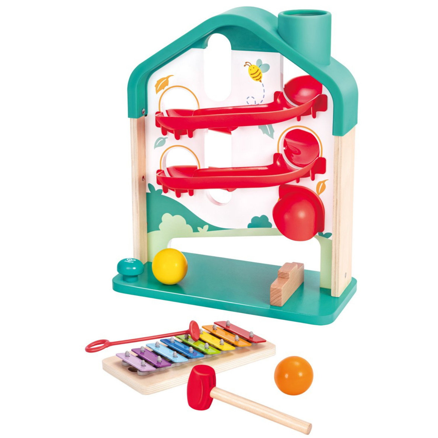 Дървена музикална писта с топчета и ксилифон, Hape