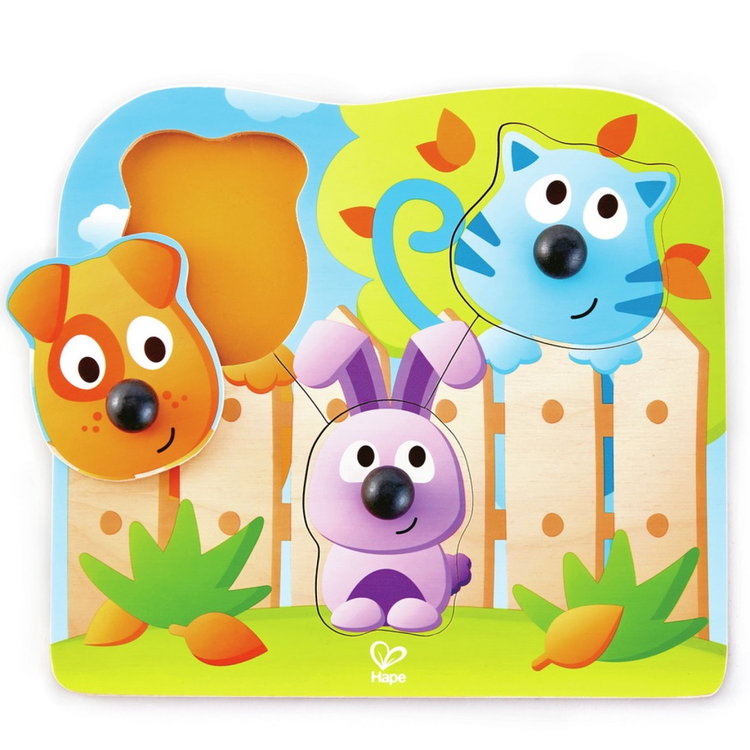 Бебешки дървен пъзел Големи нослета, Hape
