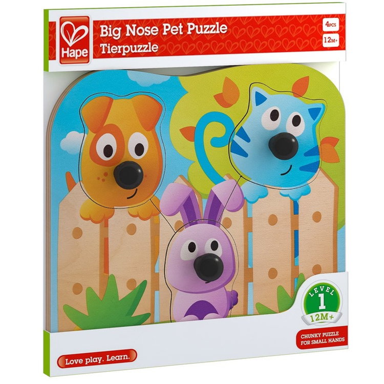 Бебешки дървен пъзел Големи нослета, Hape