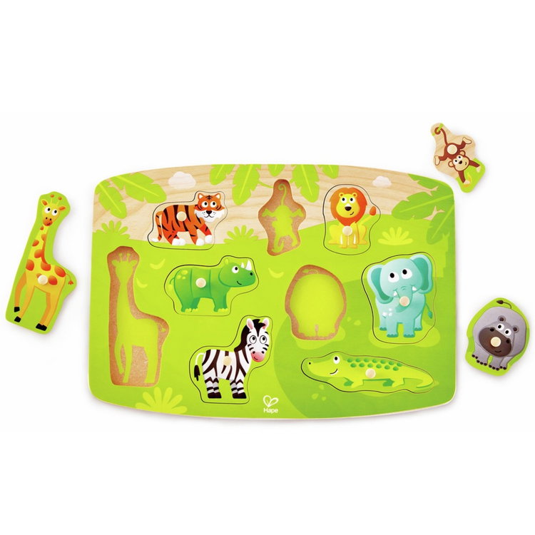 Дървен пъзел с дръжки Джунгла, Hape