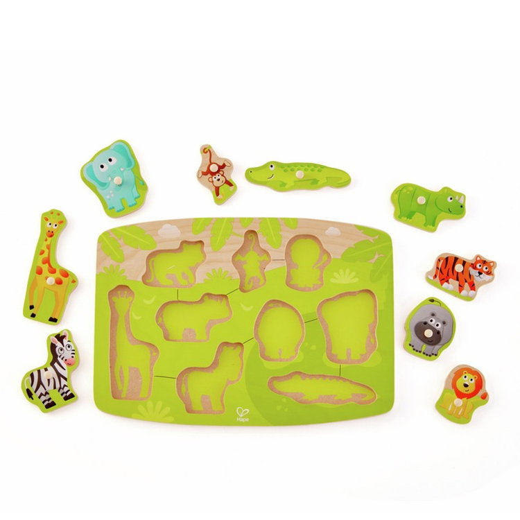 Дървен пъзел с дръжки Джунгла, Hape