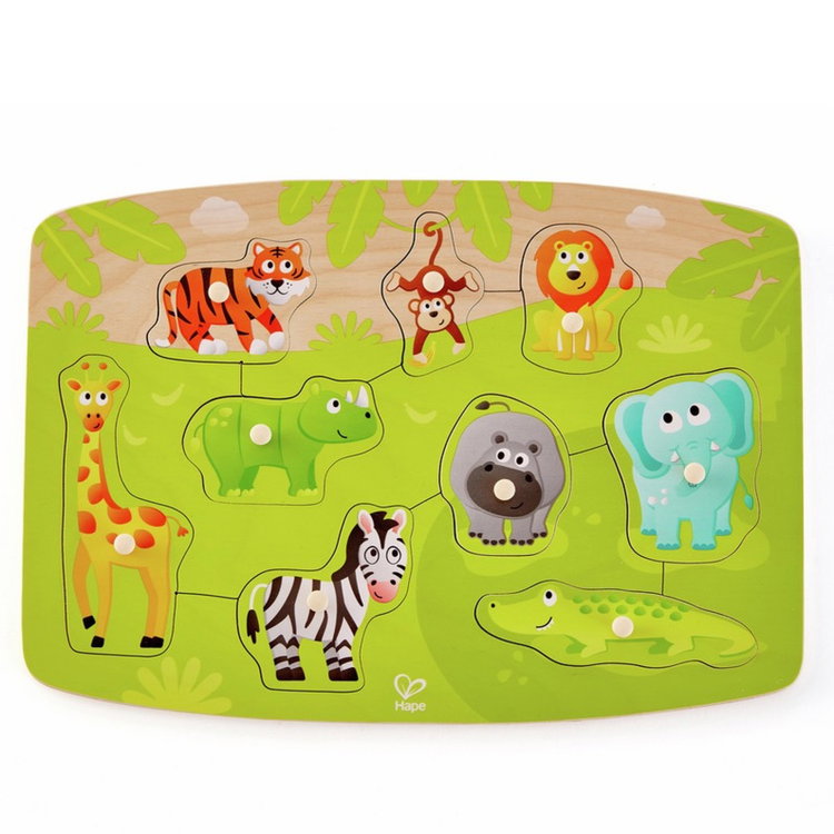 Дървен пъзел с дръжки Джунгла, Hape