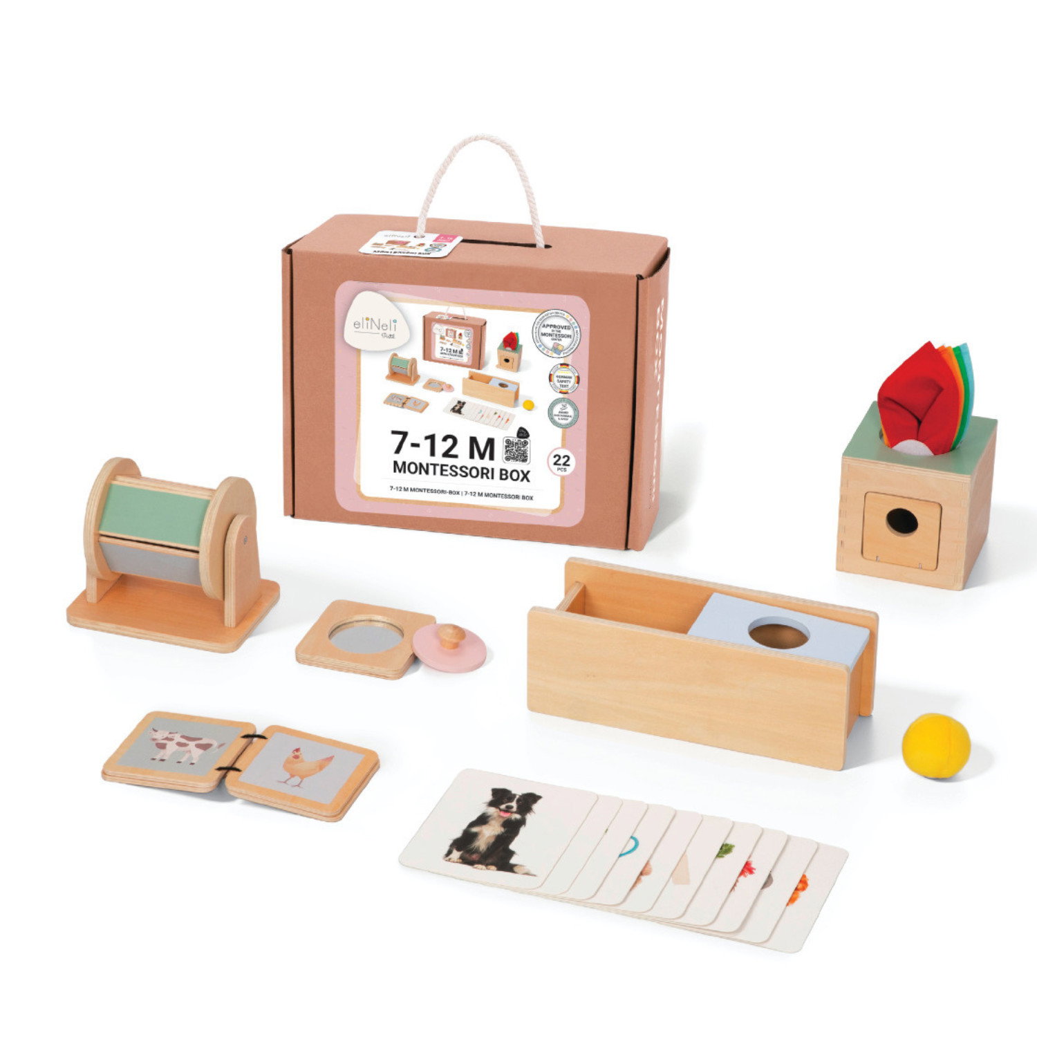 Образователна Монтесори кутия за бебета 7-12 месеца