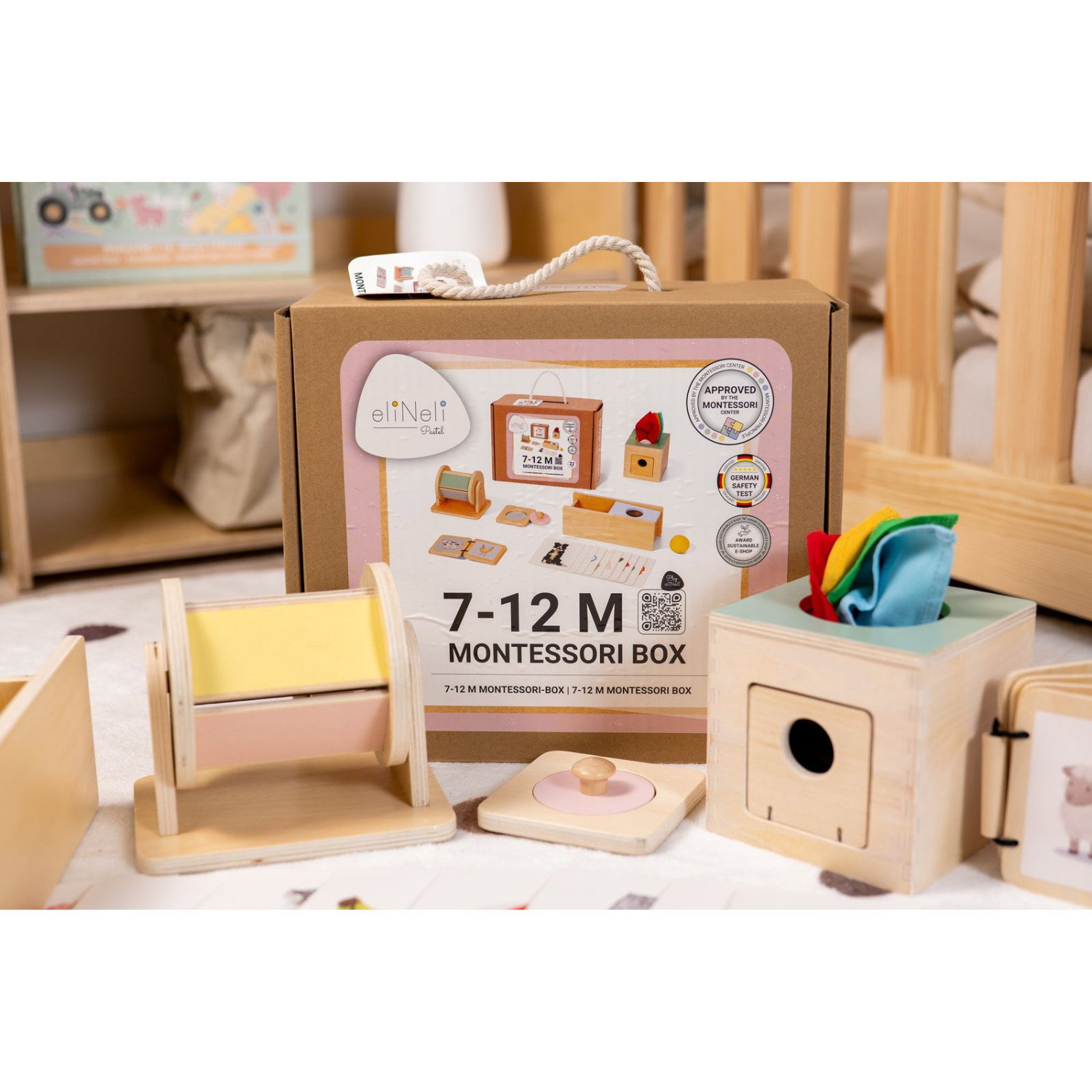 Образователна Монтесори кутия за бебета 7-12 месеца