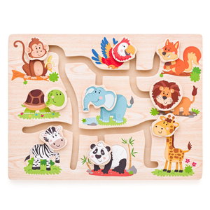 Дървен пъзел-лабиринт Животни