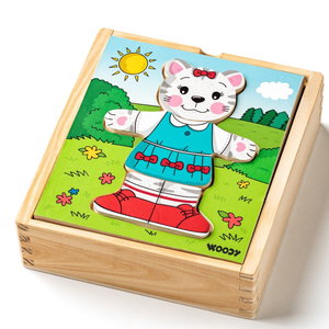 Комплект 6 дървени пъзела Котето Мъри