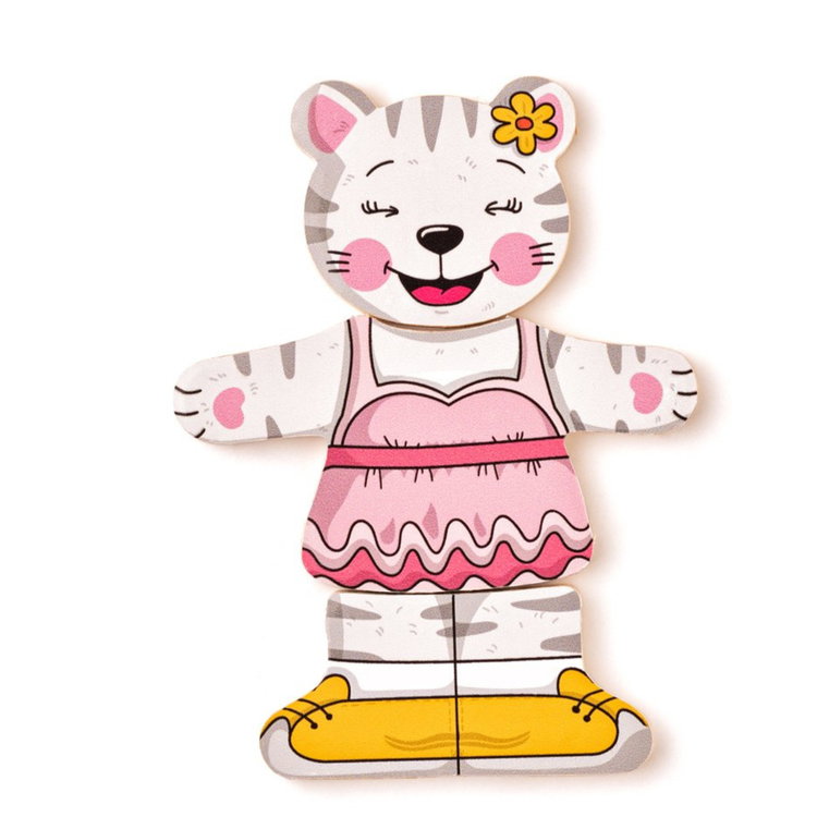 Комплект 6 дървени пъзела Котето Мъри