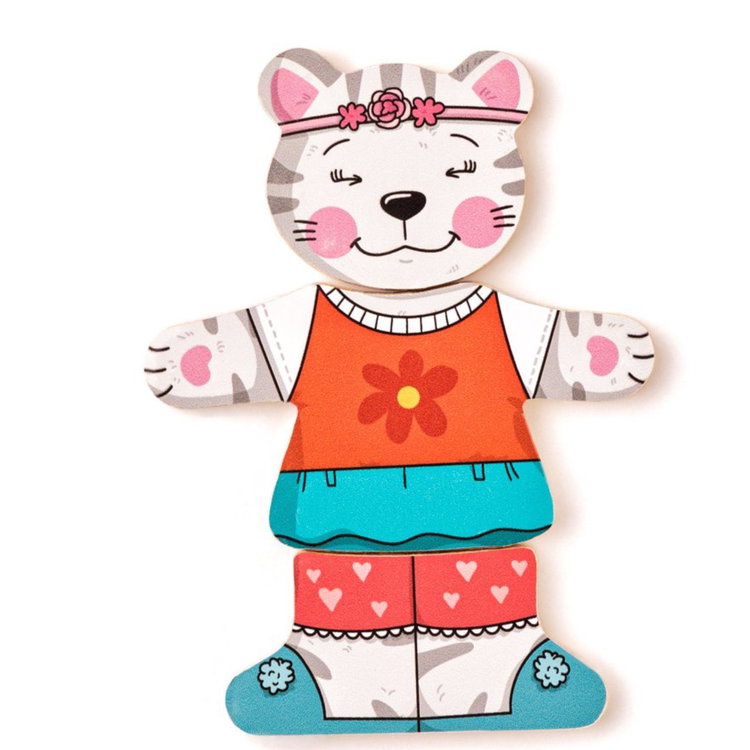 Комплект 6 дървени пъзела Котето Мъри