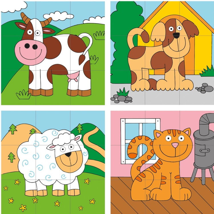 Дървен пъзел за нанизване Фермата