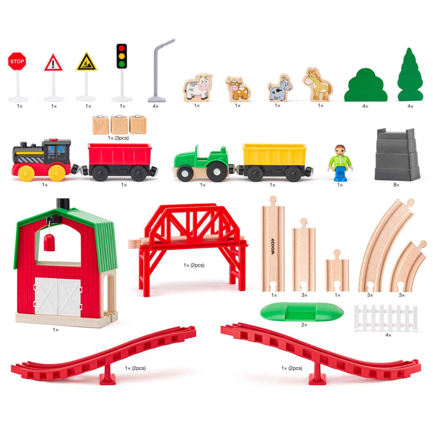 Комплект влакче с аксесоари Фермата, 60 части