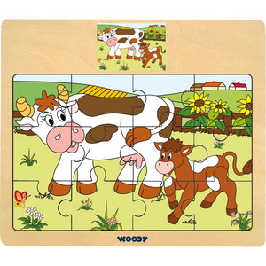 Дървен пъзел Крава и теленце