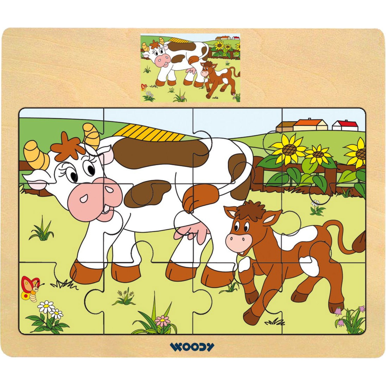 Дървен пъзел Крава и теленце