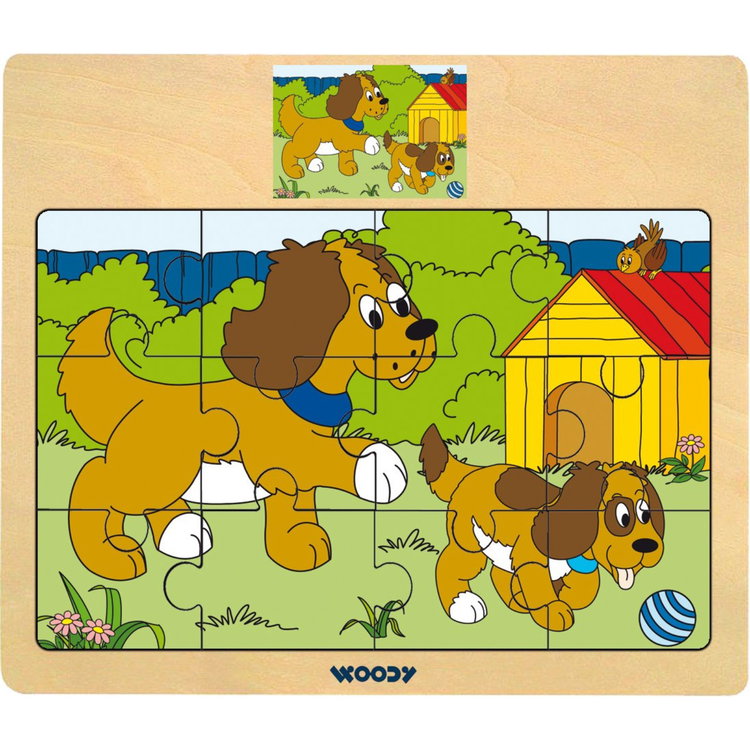 Дървен пъзел Кученца