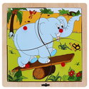 Дървен пъзел с рамка и дръжки Слонче