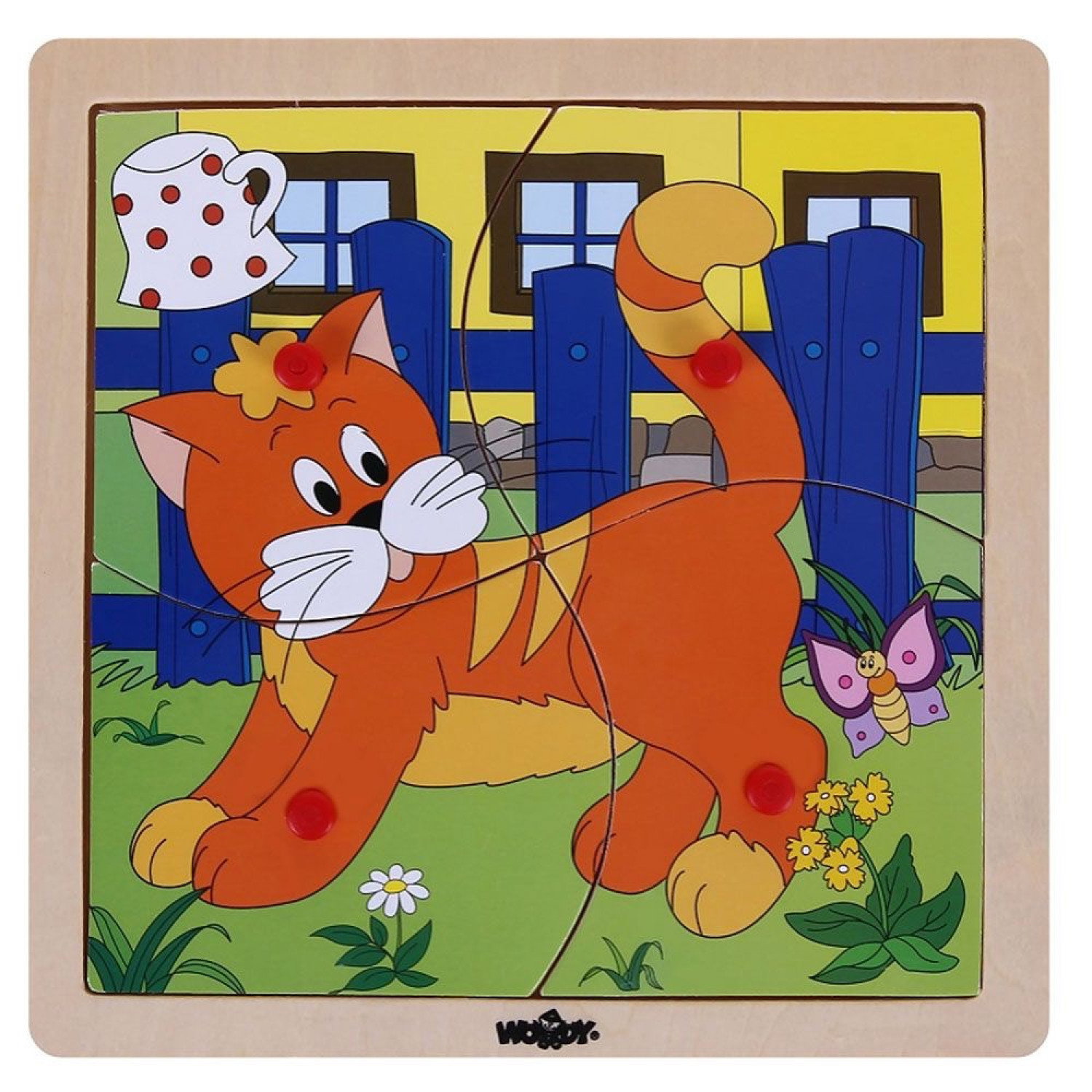 Дървен пъзел с рамка и дръжки Коте