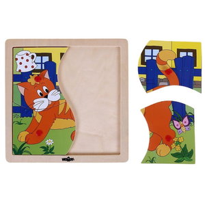 Дървен пъзел с рамка и дръжки Коте