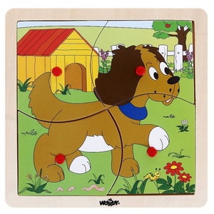 Дървен пъзел с рамка и дръжки Куче