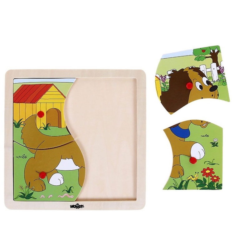 Дървен пъзел с рамка и дръжки Куче