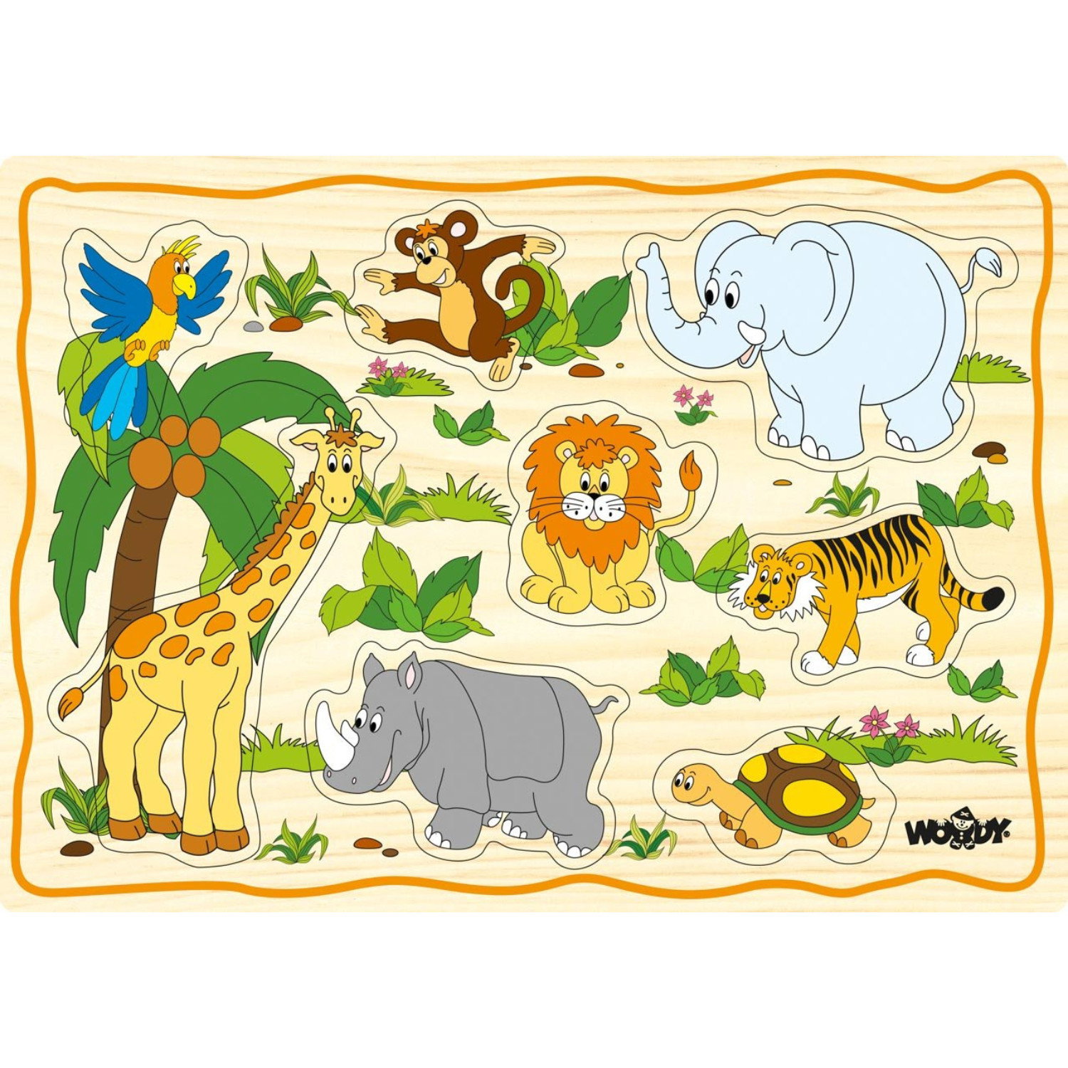 Дървен пъзел с дръжки Джунгла