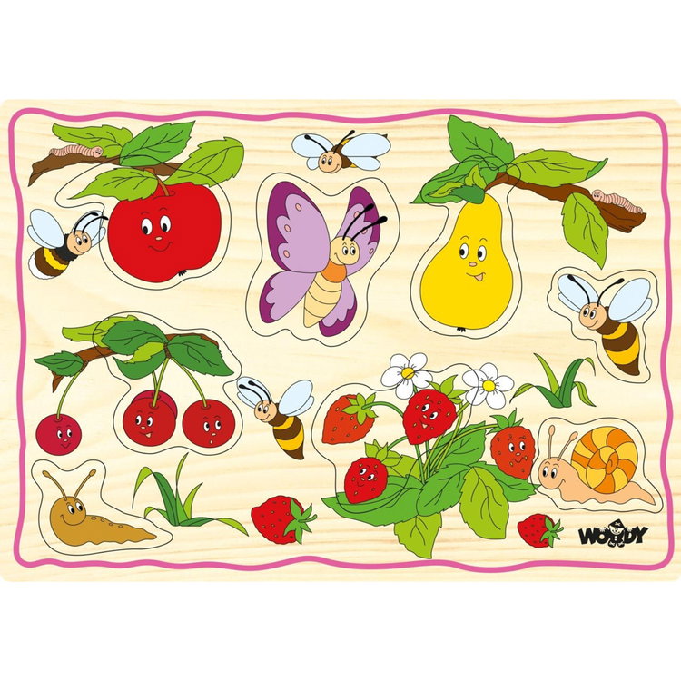 Дървен пъзел с дръжки Плодове