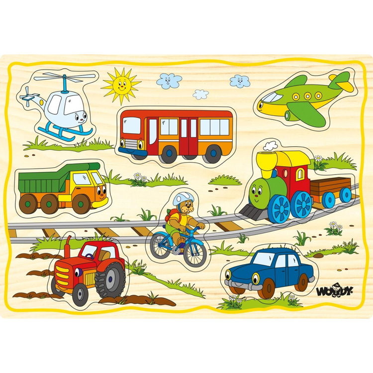 Дървен пъзел с дръжки Превозни средства