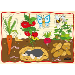 Дървен пъзел с дръжки Зеленчуци