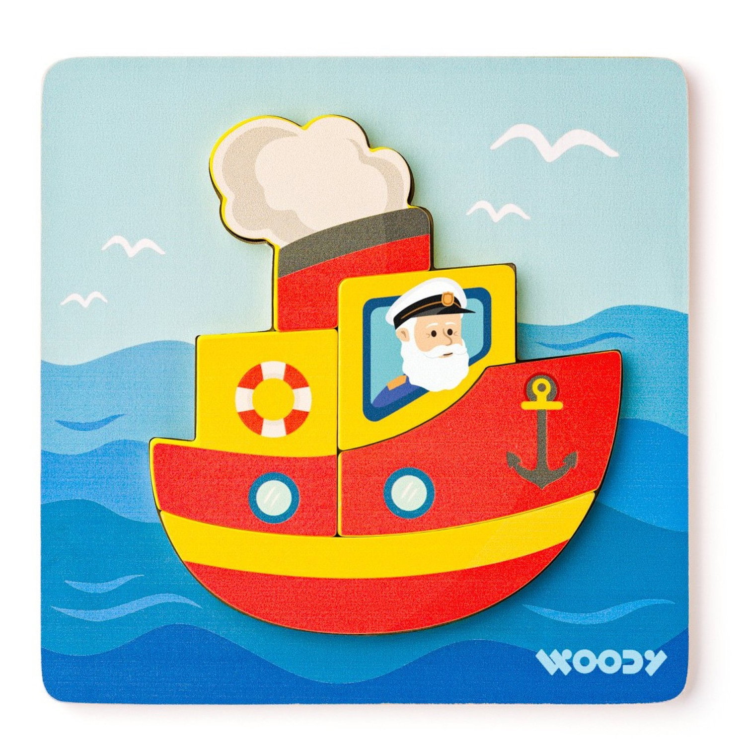 Дървен бебешки пъзел Параход