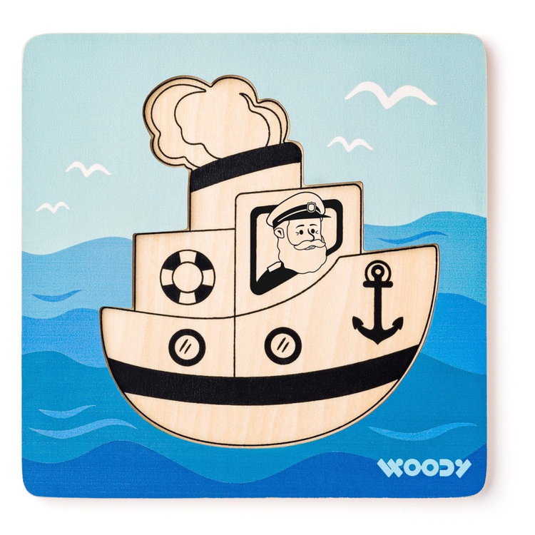 Дървен бебешки пъзел Параход